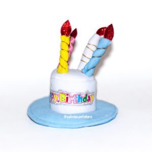 Gorro de cumpleaños para mascotas – Celeste
