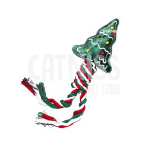 Juguete navideño para perros en forma de árbol con cuerda trenzada roja y verde