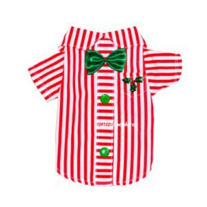 camisa navideña para perros rayas rojo blanco