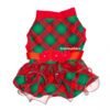 Vestido Navideño Escocés rojo y verde para mascotas con falda de tul y detalles festivos