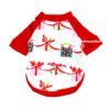 Polo navideño para perros y gatos con estampado de regalos y mangas rojas